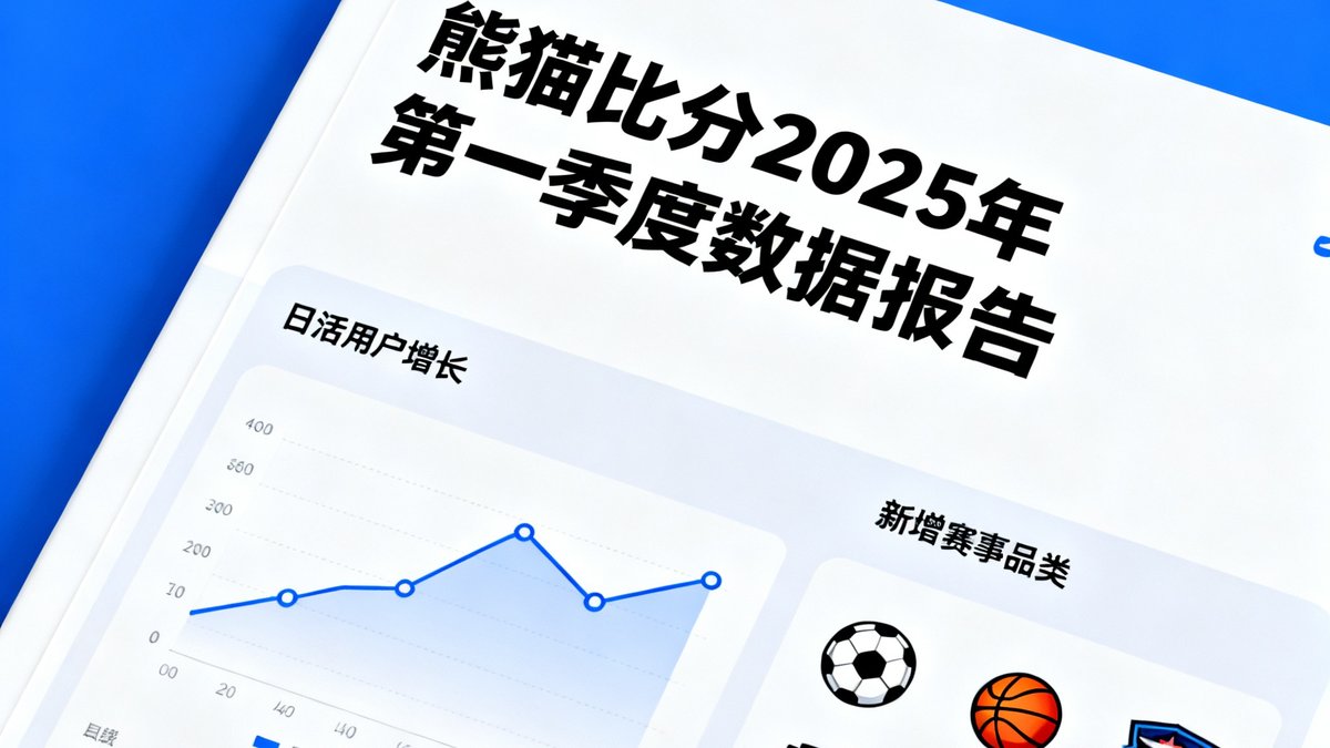 熊猫比分2025年第一季度数据报告封面图，展示日活用户增长曲线和新增赛事品类图标
